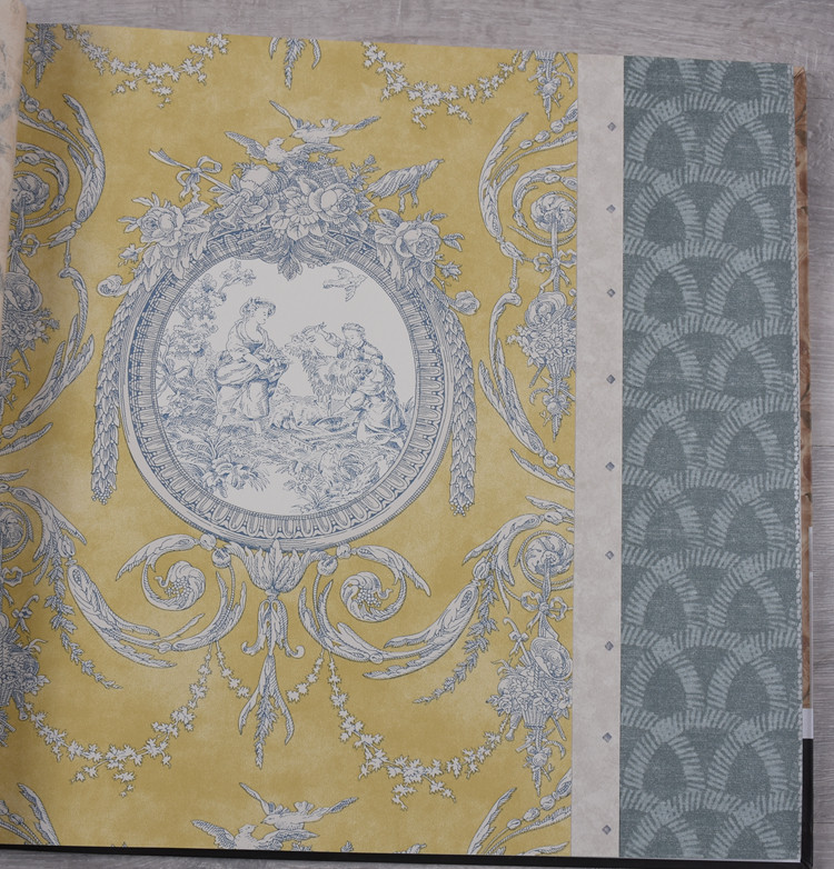 美国原装进口纯纸墙纸 法式人物风景 卧室背景墙玄关壁纸