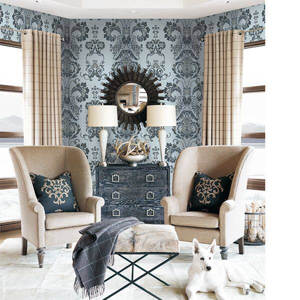 奢华欧式大马士革客厅卧室书房满铺环保大气个性墙纸大宅标配