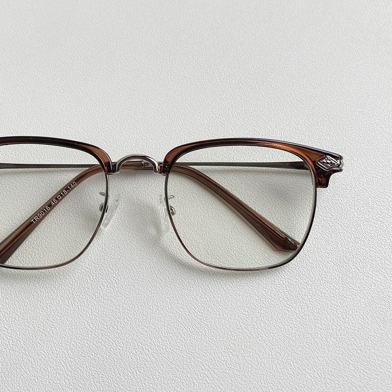 复古黑色半框眼镜男大脸可配近视镜片雅痞理工男眉毛眼睛女镜架潮,ZIPPO/瑞士军刀/眼镜,定制成品光学镜,淘宝优惠券,粉丝福利购,淘宝优惠卷