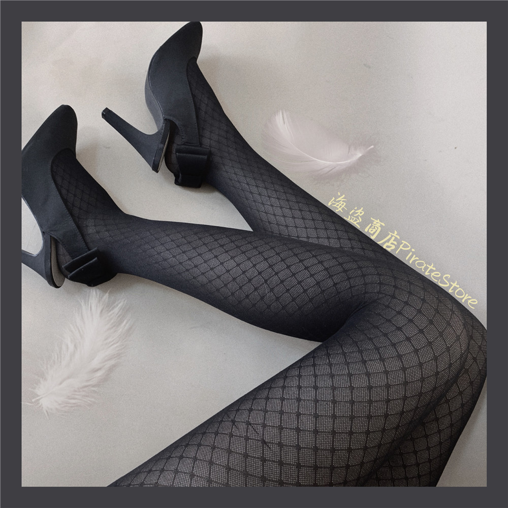 黑色网格连裤袜性感小心机