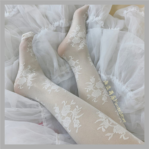 玫瑰温柔花朵连裤袜优雅百搭