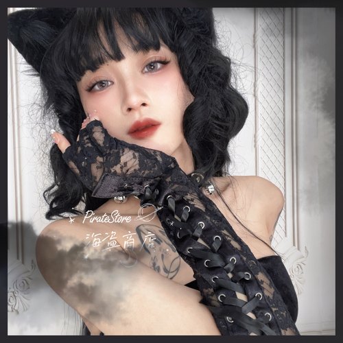 蕾丝绑带纯欲酷辣手套