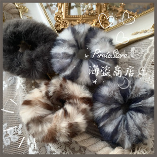 虎斑猫喵咪 猫纹毛绒发圈可爱Lolita日常JK少女超萌软妹吸猫