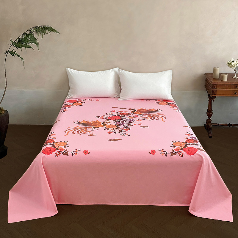 2026新款A类老上海国民床单床上用品现代风格牡丹花花卉图案粉色