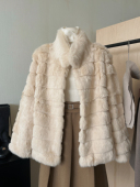 THENCE 韩系简约立领兔毛皮草秋冬毛毛外套上衣千金风 财阀千金