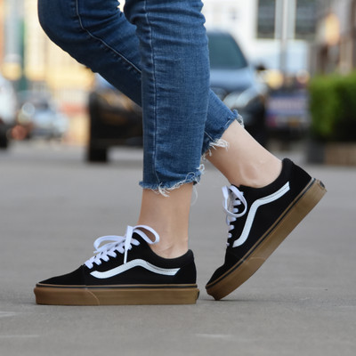 VANS OLD SKOOL生胶底黑色经典款男女休闲帆布滑板鞋VN0001R1GI6