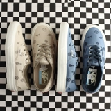 Vans, летние хаки синие тканевые кроссовки, с вышивкой