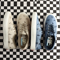 Vans, летние хаки синие тканевые кроссовки, с вышивкой
