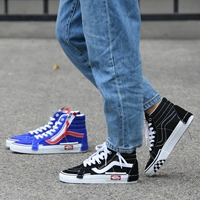 Vans SK8-Hi переиздание CAP Черно-белая банда код кода красного и синего переключения мужской туфли для отдыха