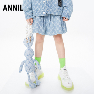 安奈儿童装 ANNILBLUE 秋新款 商场同款 女童牛仔半身裙