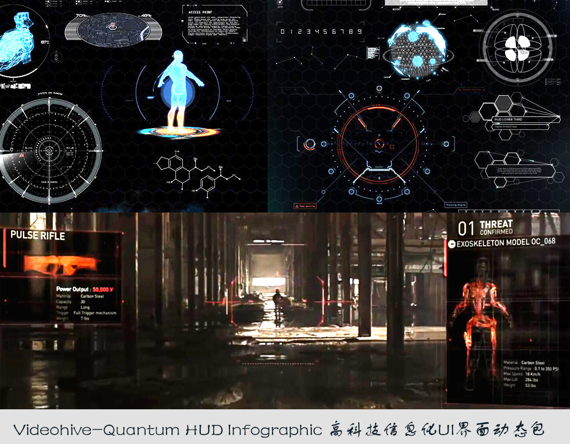 Quantum HUD Infographic V2高科技军事信息化动态UI元素包AE模板