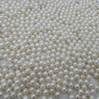 3-4-5天然淡水颗粒珍珠散珠裸珠带孔天然清仓正圆强光diy手工串珠