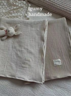 韩国进口纯色婴儿盖毯纯棉纱布毯子纯棉浴巾新生儿包被抱毯四季