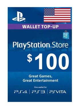 美国PSN100美金充值点卡 Sony PSN Store Gift Card PS5 PS4 Key