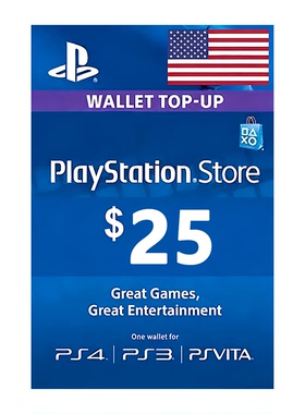 美服PSN25刀充值卡 USD$25 PlayStation Store Gift Card PS4 PS5