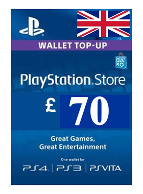 70 GBP PSN Voucher Code UK 英服Sony充值卡 PlayStation Store