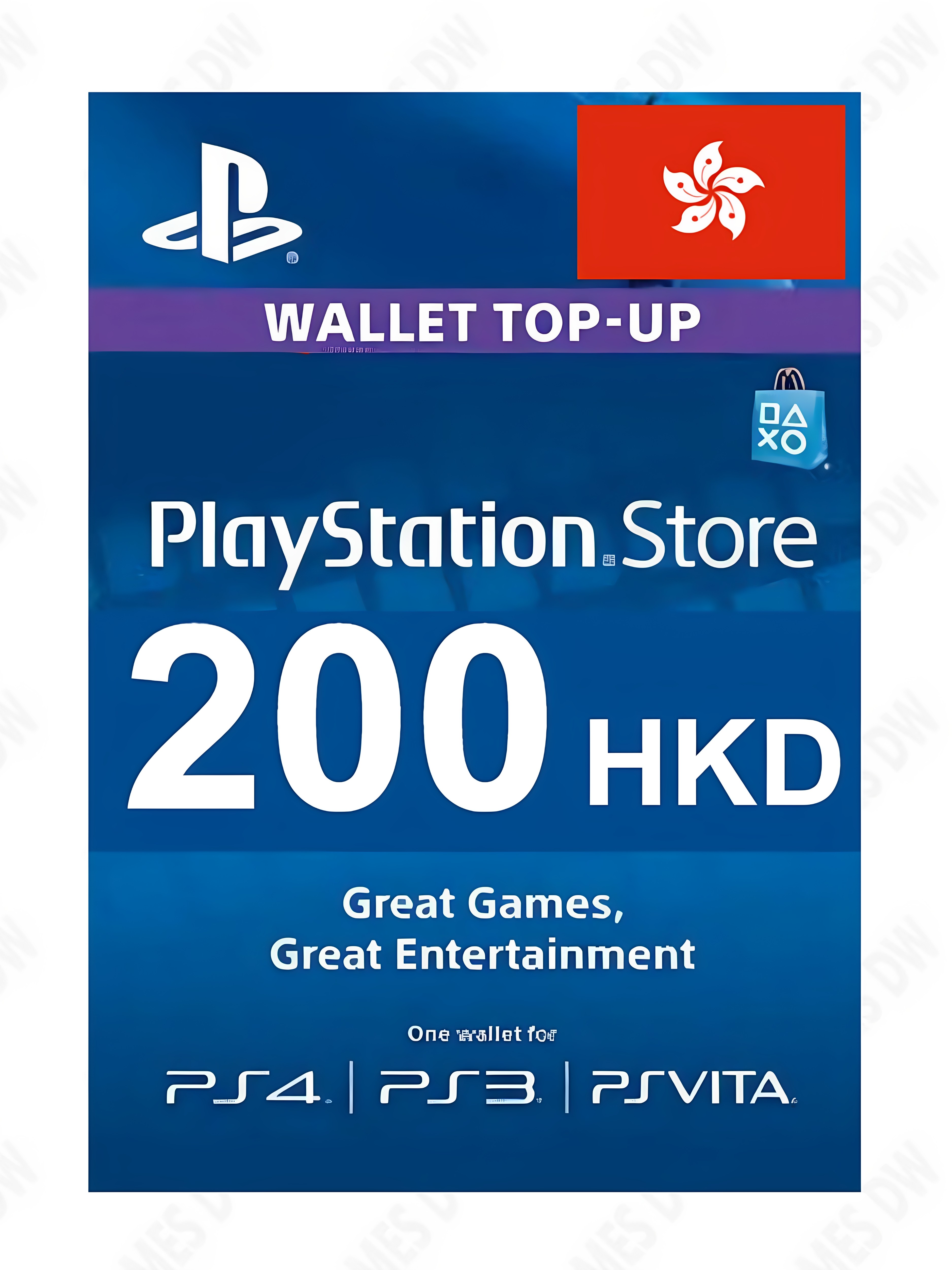 港服psn充值卡200港币 香港SONY点卡 HK PS4 PS5 PSV PS3 200港元