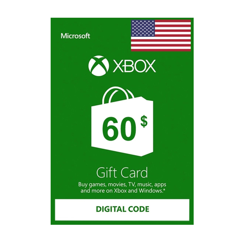 美服Xbox live $60 Gift Card Xbox one/360 60美金礼品卡点卡 US