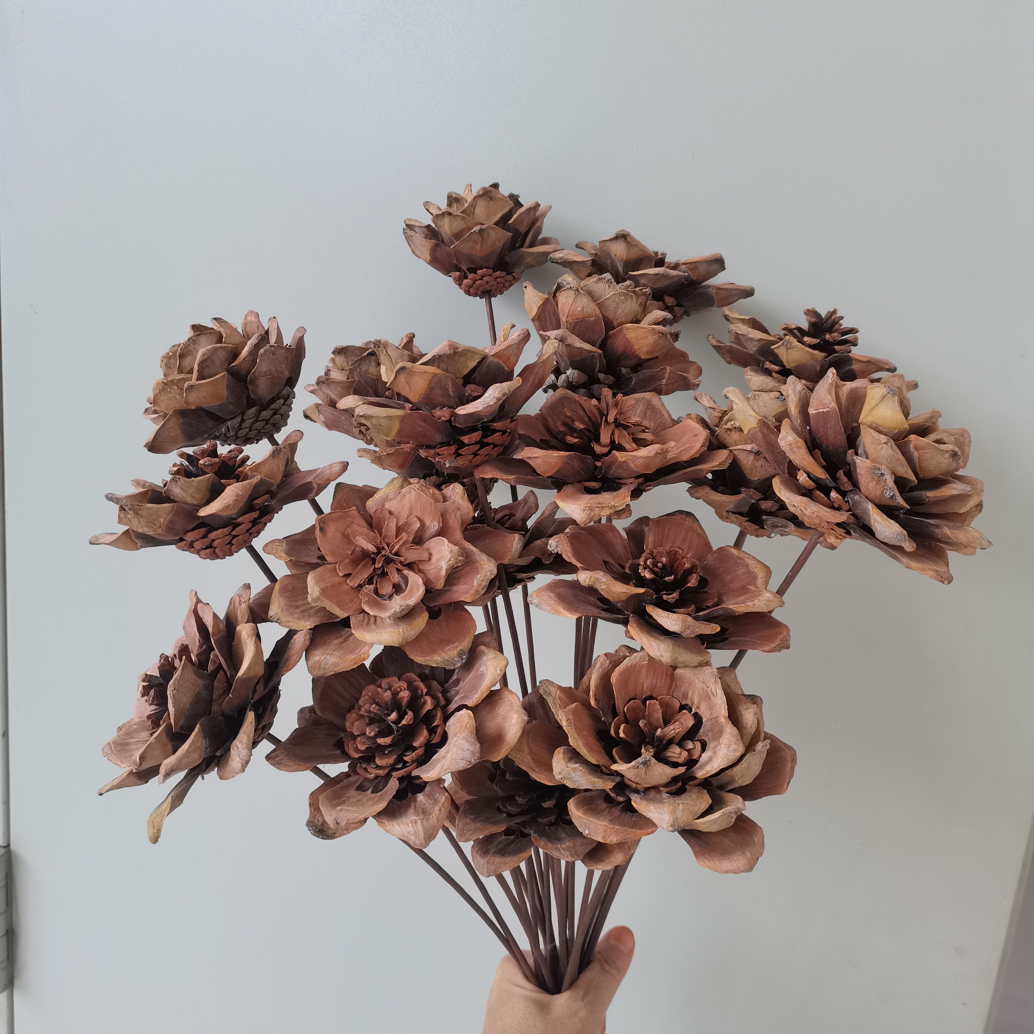 手工植物干花松球 油画连玉 兰球 拉毛果棉花木玫瑰客厅装饰花束图片