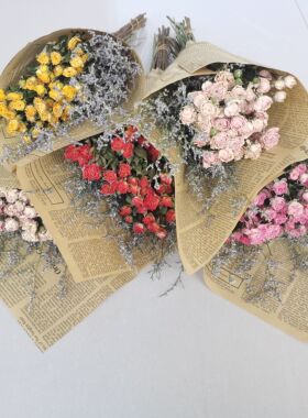 多头玫瑰蔷薇真花干花家居摆件客厅装饰宿舍餐厅网红花束包邮