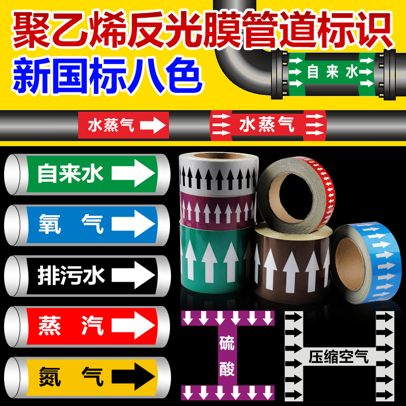 压缩空气自来水胶带标识牌定制