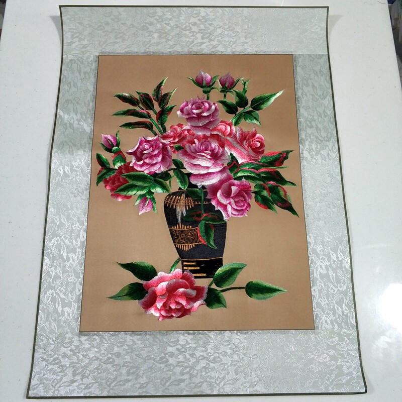 静物花瓶居家走廊壁挂画苏绣成品