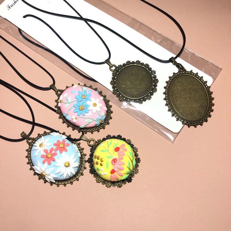 超轻粘土软陶手工diy复古项链古铜色吊坠创意手绘原材料 制作配件