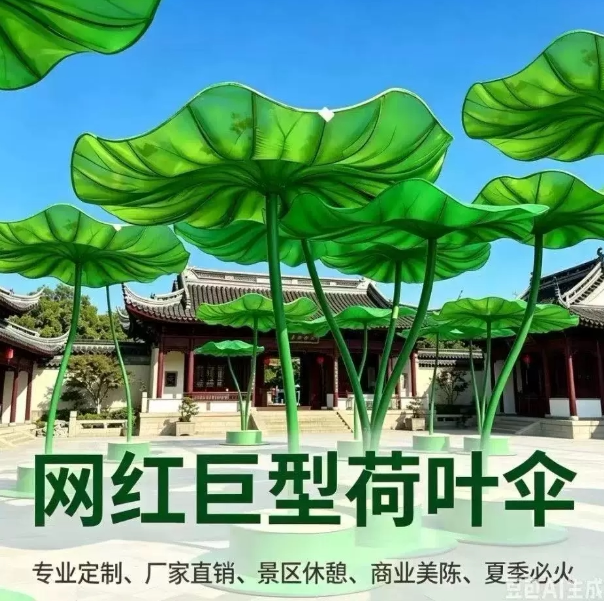 荷叶伞巨型荷叶发光荷花创意座椅摆件风景区遮阳凉亭引流拍照装置