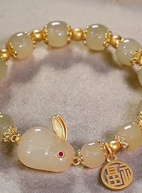 新中式玉兔手链女款ins小众设计高颜值学生手串闺蜜古风生日
