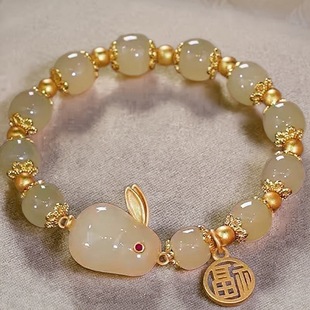 新中式玉兔手链女款ins小众设计高颜值学生手串闺蜜古风生日