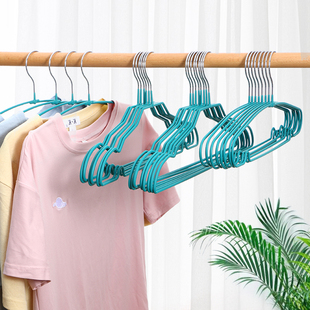 儿童衣架子绿色晾晒婴儿家用挂衣浸塑加粗防滑不锈钢无痕学生宿舍