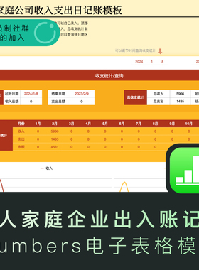 numbers个人家庭公司收入支出日记账模板苹果专用numbers电子表单