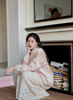 Floating 新中式韵色国风提花重工醋酸水貂棉衣女冬气质棉服外套