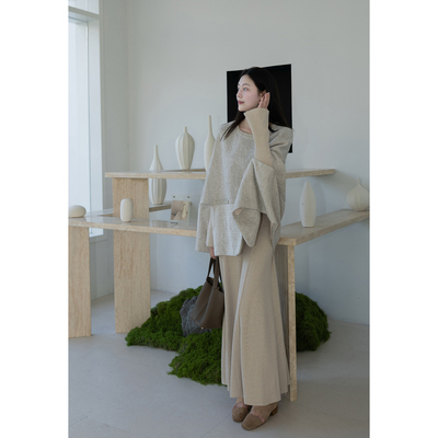 Floating灰色 重工小香风披肩上衣气质百搭显瘦斗篷廓形大衣外套