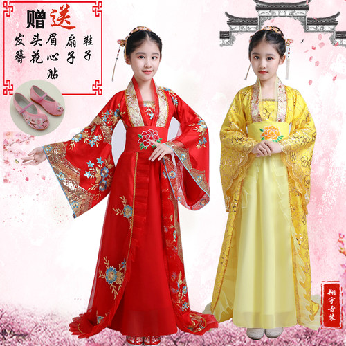 儿童汉服女童古装超仙樱花襦裙中国风影楼摄影古风女装演出小仙女