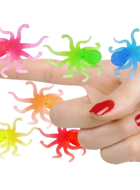 软胶仿真小八爪鱼迷你章鱼套装幼儿园儿童玩具洗澡戏水捞鱼虾动物
