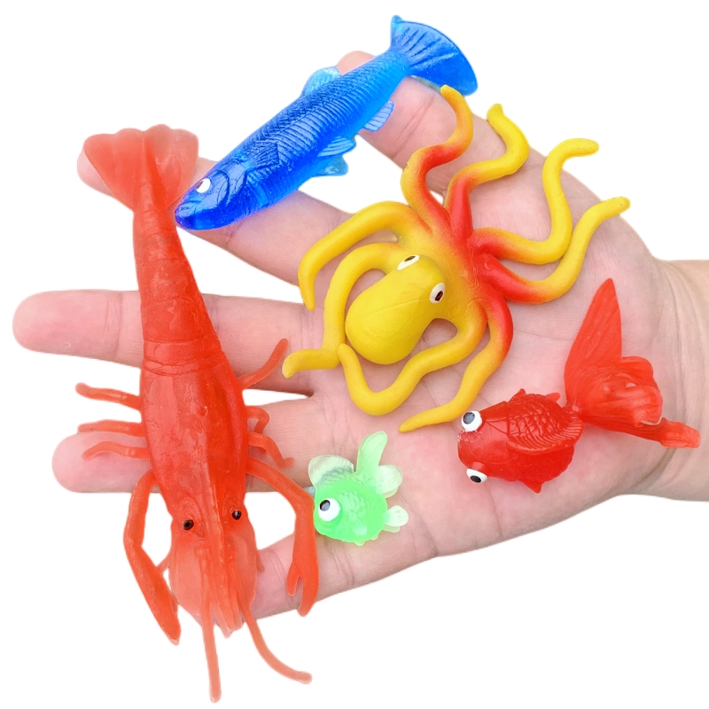 软胶仿真金鱼河虾章鱼套装包邮