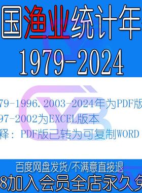 中国渔业统计年鉴1979-2024年PDF数据资料2024.2023-1979