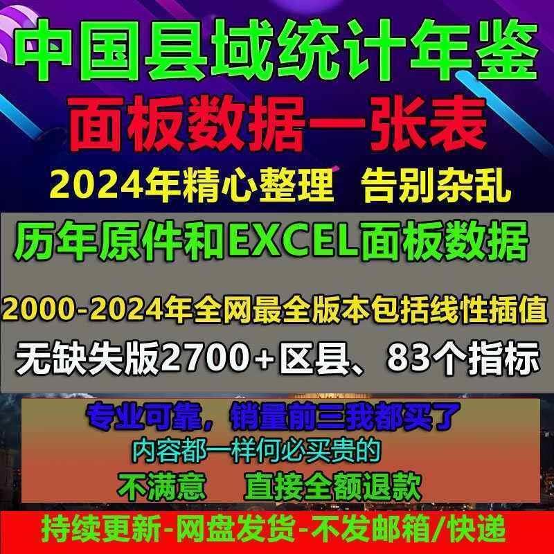 2000-2024年中国各县域统计年鉴中国县域(区县)面板数据汇总