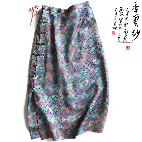 半身裙云澍复古桑蚕丝