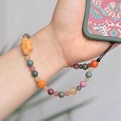 芭比檀木云朵盐源玛瑙天然石挂手腕防丢手机链女士高级感挂件挂饰
