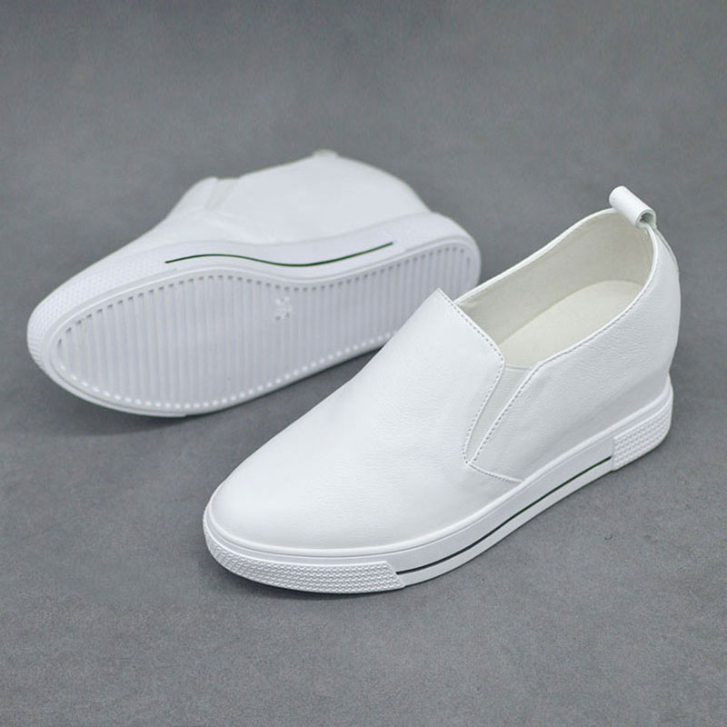 真皮内增高小白鞋女春季韩版懒人一脚蹬女鞋休闲增高显瘦坡跟百搭在类目 女鞋, 低帮鞋中 - 来自Buy2taobao.com提供专业的淘宝代购服务