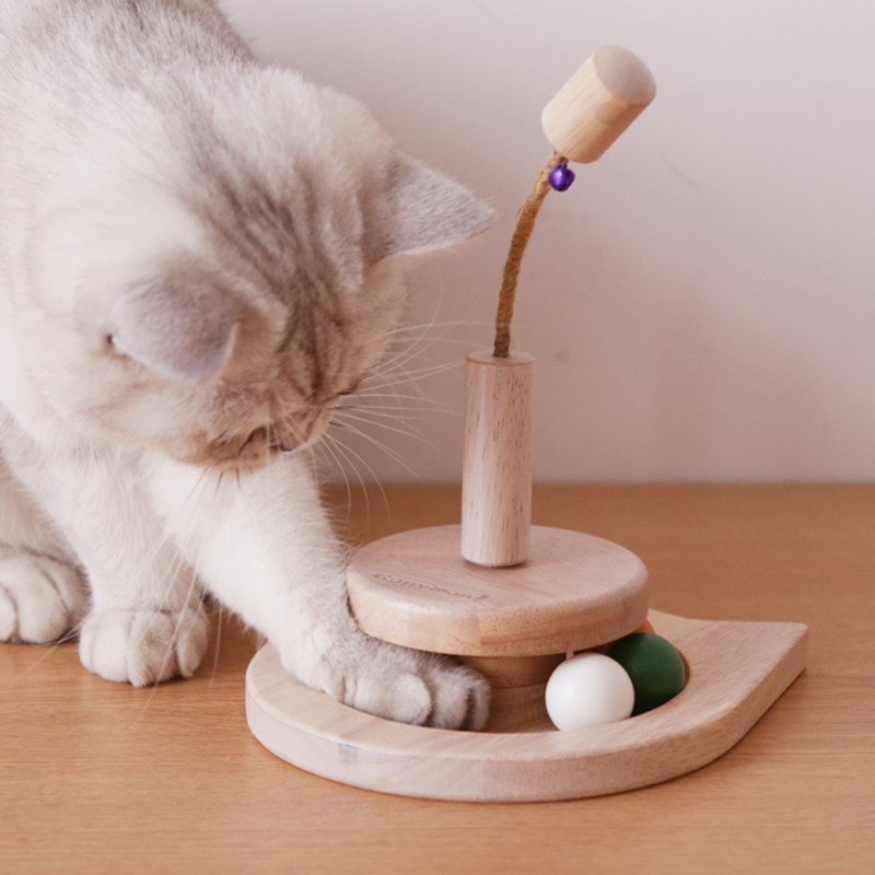 肥喵日记日本进口多格漫木制猫用滚珠摇摇打木天蓼铃铛滚珠猫玩具