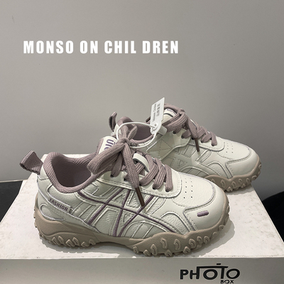 女童运动鞋2026春季新款男童德训鞋休闲阿甘鞋儿童时尚百搭小白鞋