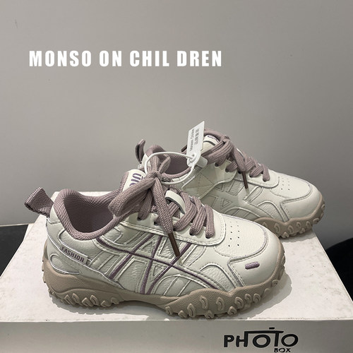 女童运动鞋2026春季新款男童德训鞋休闲阿甘鞋儿童时尚百搭小白鞋