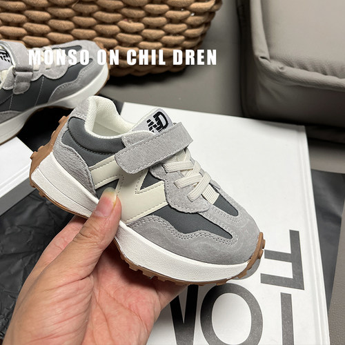 儿童真皮N字运动鞋夏季新款小蛮腰软底板鞋男童休闲鞋女童宝宝鞋