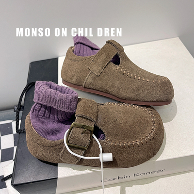 儿童运动鞋2025秋季新款男童真皮阿甘鞋潮牌女童真皮童鞋软底鞋子