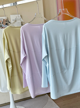 lu家Back in action一字领龟背设计感长袖T恤女上衣宽松大码罩衫