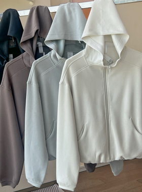 lu家soft莫代尔全拉链连帽卫衣外套女开衫早秋新款女休闲短款上衣