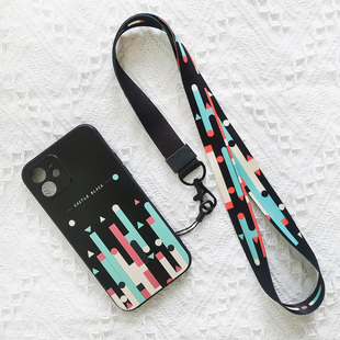 木兮原创黑色城堡定制壳型号质感长款 高档挂脖手腕手机壳挂绳 短款